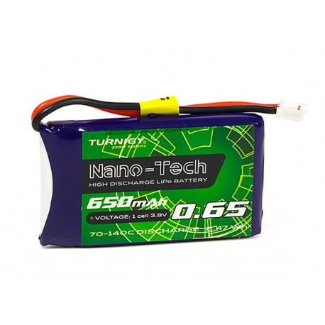 Batteria Plus 650mAh 1S 70C Lipo Pack con JST-PH