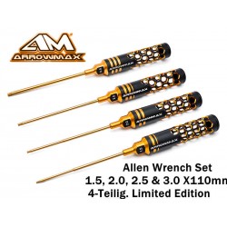 Set Chiavi Brugola ARROWMAX 1.5/2.0/2.5/3.0X110mm Dorato Nero Leggero