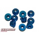 Dado Alluminio blu Ultimate RC  3 mm  Flangia Autobloccante (10)